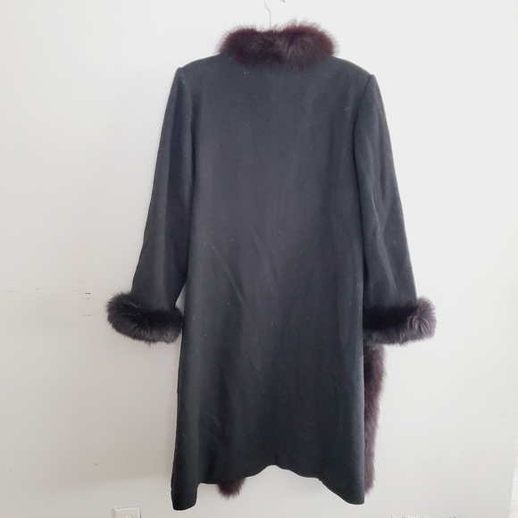 Vintage Marvin Richards Tuxedo Coat Fox Fur Trim - Picture 12 of 14